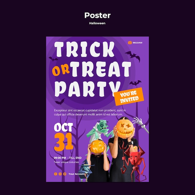 Kostenlose PSD halloween-konzeptplakatschablone