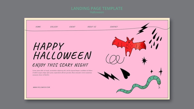 Kostenlose PSD halloween-landing-page-vorlage mit glänzender textur