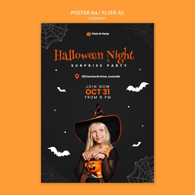 Kostenlose PSD halloween-nacht-poster-vorlage