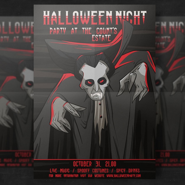 Kostenlose PSD halloween party flyer vorlage