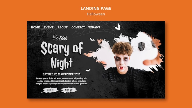 Kostenlose PSD halloween party landing page