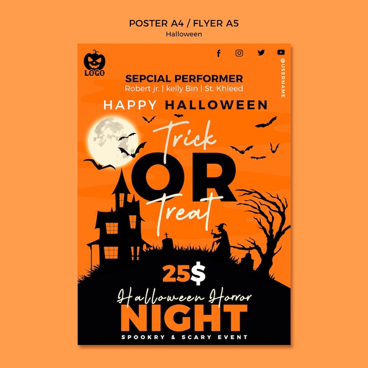 Kostenlose PSD halloween-schablonenentwurf