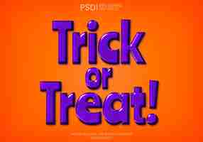 Kostenlose PSD halloween-trickortreat-texteffekt in lila und orange