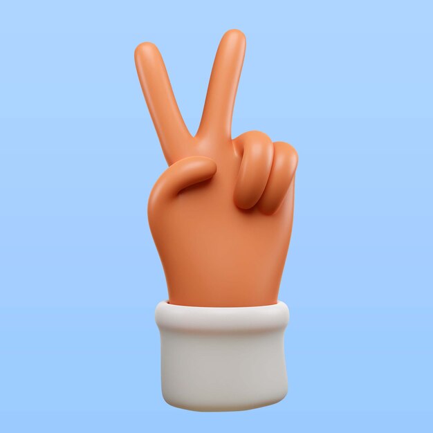 Hand, die das Symbol des Friedenssymbols in 3D-Rendering zeigt