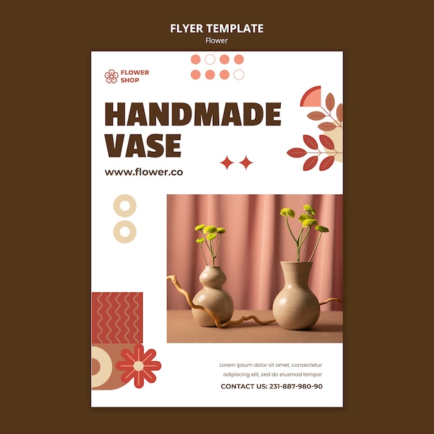 Handgemachte blumenvase flyer vorlage