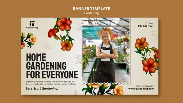 Handgezeichnete Banner-Vorlage für die Gartenarbeit