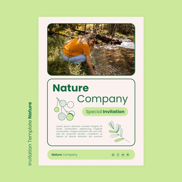 Handgezeichnete Einladungsvorlage für Naturunternehmen