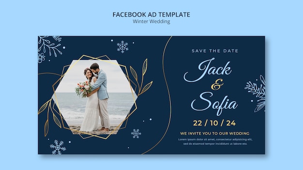 Handgezeichnete Facebook-Vorlage für die Winterhochzeit