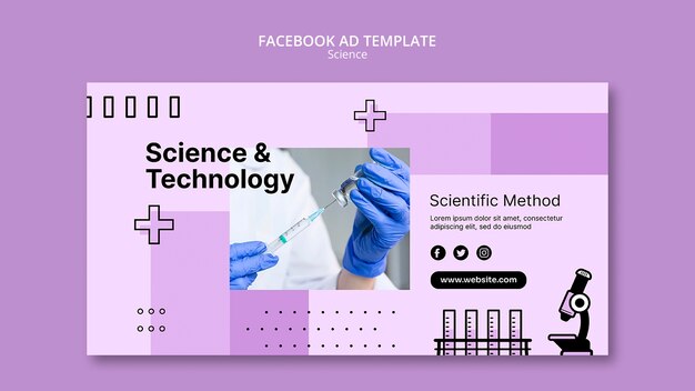 Handgezeichnete Facebook-Vorlage für wissenschaftliche Forschung