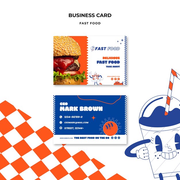 Handgezeichnete Fast-Food-Visitenkarte