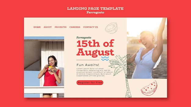 Handgezeichnete ferragosto-feier-landingpage