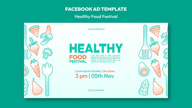 Handgezeichnete Food-Festival-Facebook-Vorlage