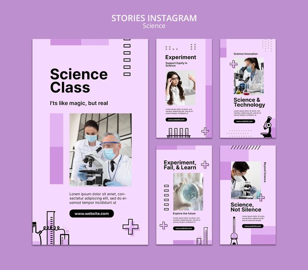 Handgezeichnete instagram-geschichten der wissenschaftlichen forschung