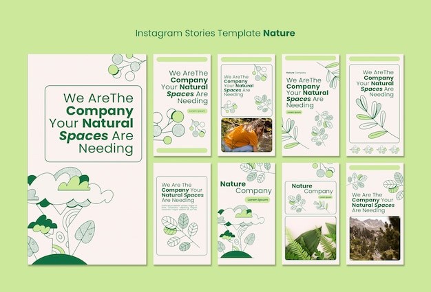 Handgezeichnete instagram-geschichten von naturunternehmen