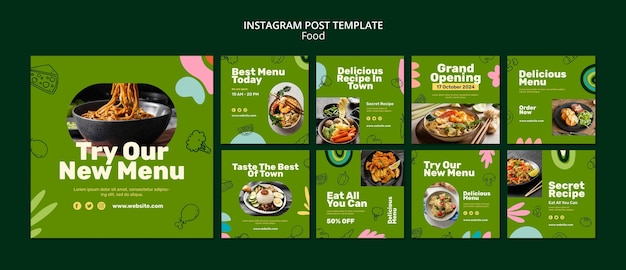 Handgezeichnete Instagram-Posts für leckeres Essen