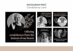 Kostenlose PSD handgezeichnete kondolenzkarten-instagram-beiträge