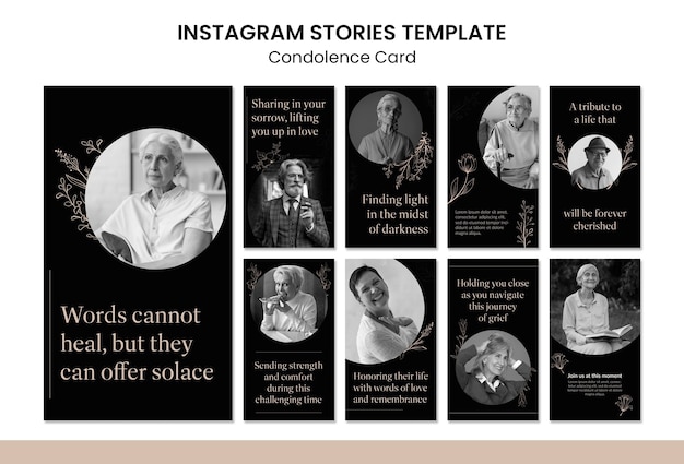 Handgezeichnete Kondolenzkarten-Instagram-Geschichten
