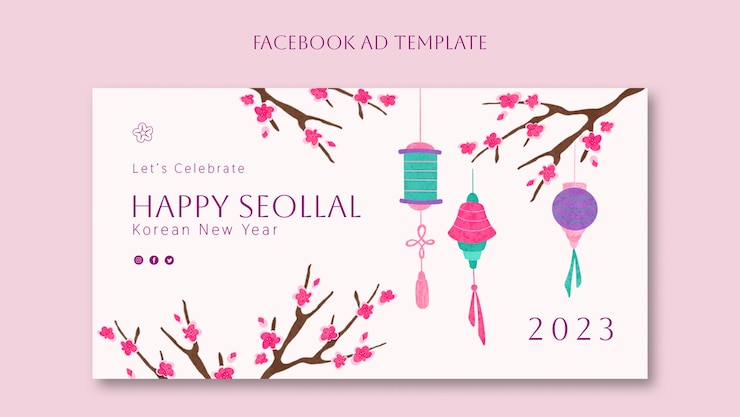 Kostenlose PSD handgezeichnete koreanische neujahrs-facebook-vorlage