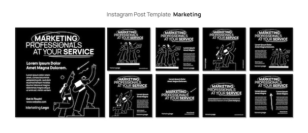 Kostenlose PSD handgezeichnete marketing-instagram-posts