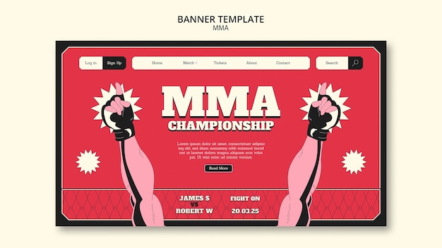 Kostenlose PSD handgezeichnete mma-show-landing-page-vorlage