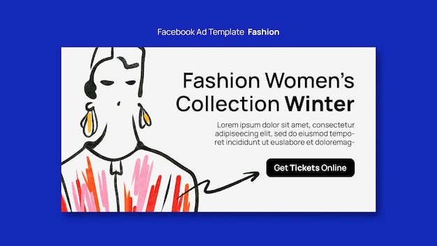 Handgezeichnete modekollektion-facebook-vorlage