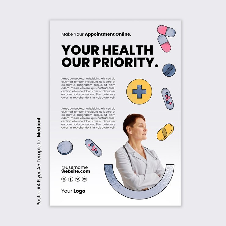 Kostenlose PSD handgezeichnete plakatvorlage für die medizinische gesundheit