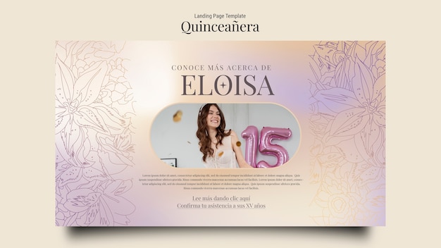 Kostenlose PSD handgezeichnete quinceanera-feier-landingpage