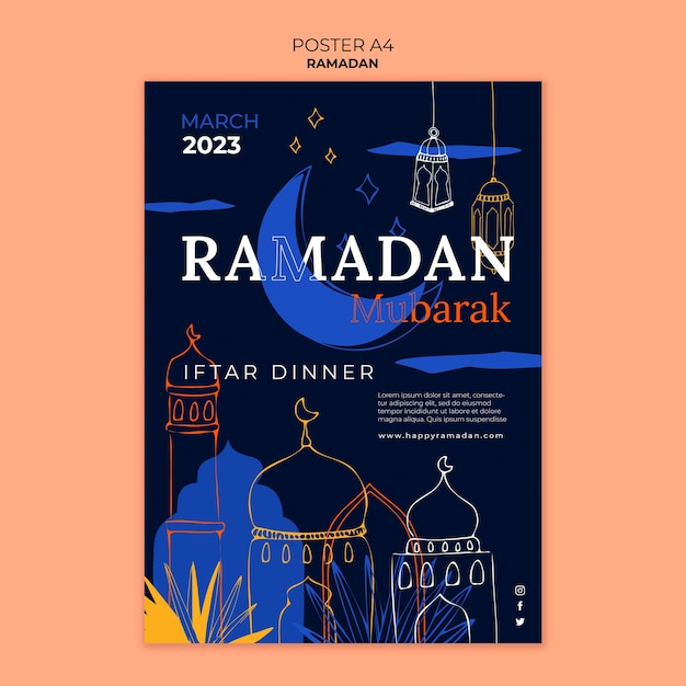 Handgezeichnete ramadan-feier-poster-vorlage