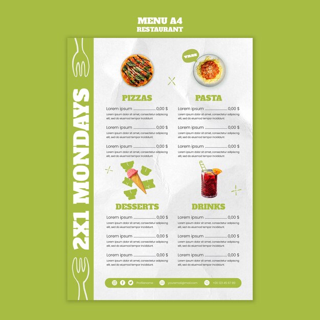 Handgezeichnete Rechnung eines italienischen Restaurants