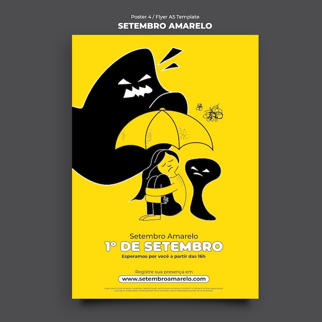 Handgezeichnete setembro-amarelo-plakatvorlage