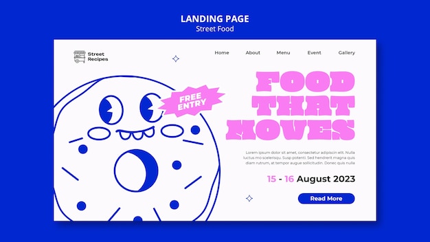 Kostenlose PSD handgezeichnete streetfood-landingpage