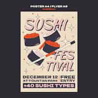 Kostenlose PSD handgezeichnete sushi-event-plakatvorlage