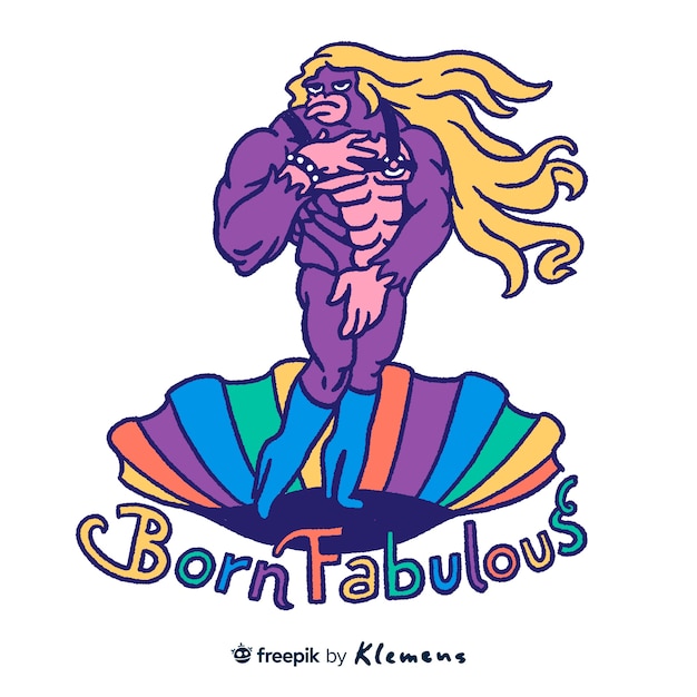 Handgezeichneter blonder Gorilla auf Regenbogenschale