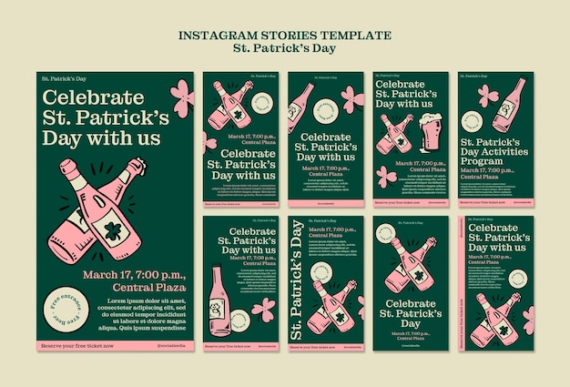 Kostenlose PSD handgezeichneter st. patrick's day instagram-stories