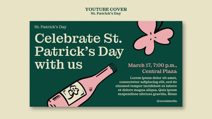 Kostenlose PSD handgezeichneter st. patrick's day youtube-cover