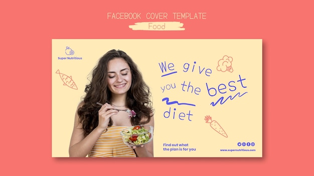 Kostenlose PSD handgezeichnetes facebook-cover für leckeres essen