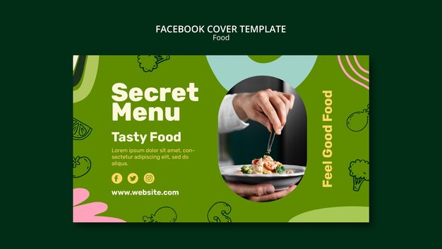 Handgezeichnetes Facebook-Cover für leckeres Essen