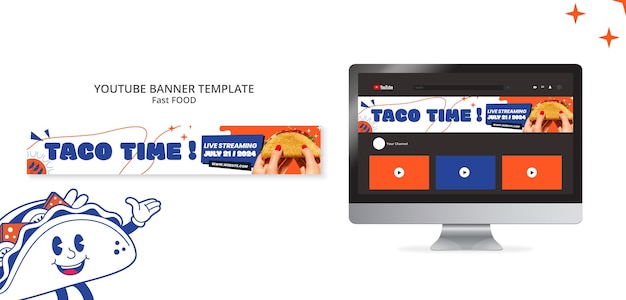 Kostenlose PSD handgezeichnetes fast-food-youtube-banner