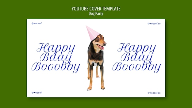 Kostenlose PSD handgezeichnetes hundeparty-youtube-cover