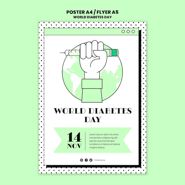 Handgezeichnetes plakat zum weltdiabetestag