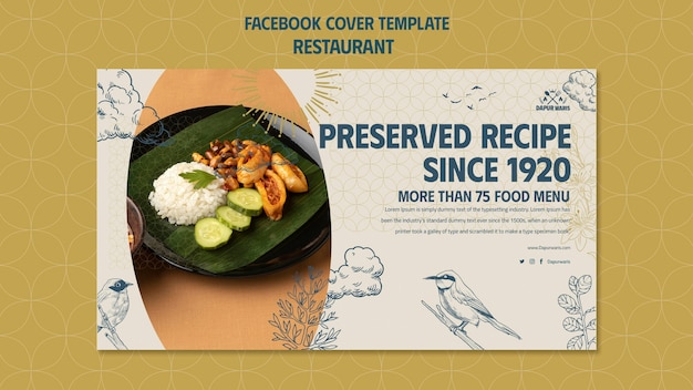 Kostenlose PSD handgezeichnetes restaurant-facebook-cover