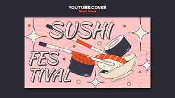 Kostenlose PSD handgezeichnetes sushi-event-youtube-cover