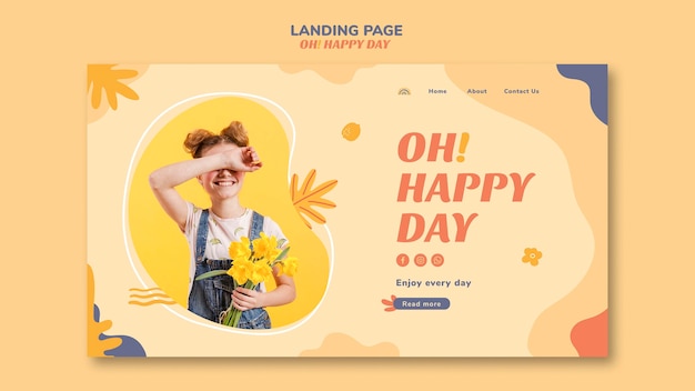 Kostenlose PSD happy day konzept konzept landing page design