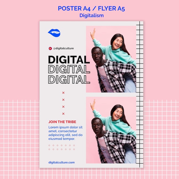 Kostenlose PSD happy friends digitalism poster vorlage