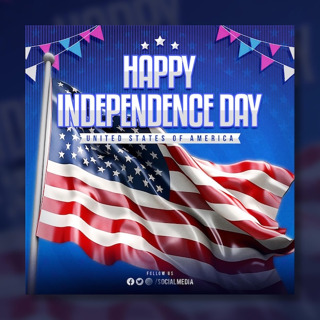 Happy Independence Day of USA Social-Media-Post-Design-Vorlage