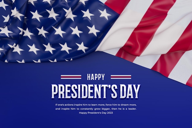 Kostenlose PSD happy presidents day of america banner mit realistischer flagge