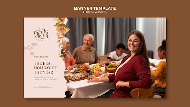 Kostenlose PSD happy thanksgiving day horizontale banner-vorlage