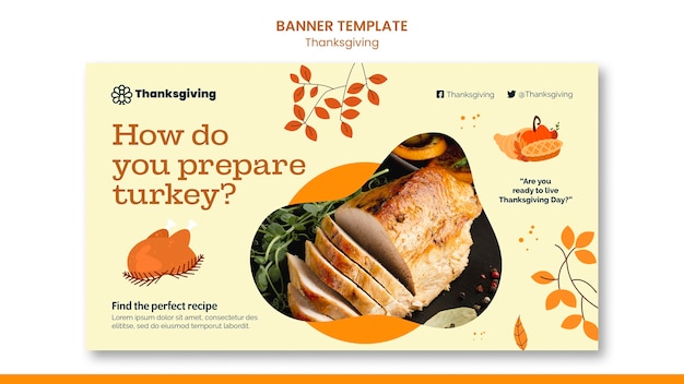 Kostenlose PSD happy thanksgiving day horizontale banner-vorlage