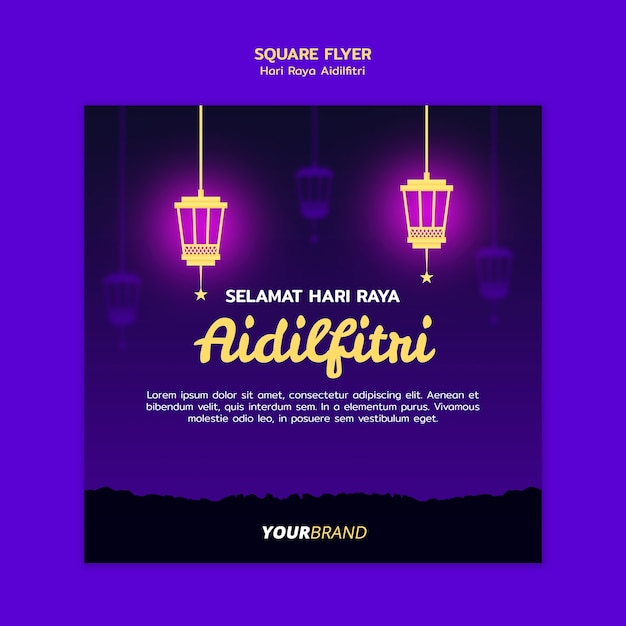 Hari Raya Aidilfitri Flyer Vorlage Mit Laternen Kostenlose Psd Datei