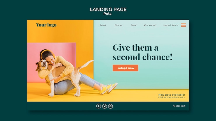 Kostenlose PSD haustiere landing page design